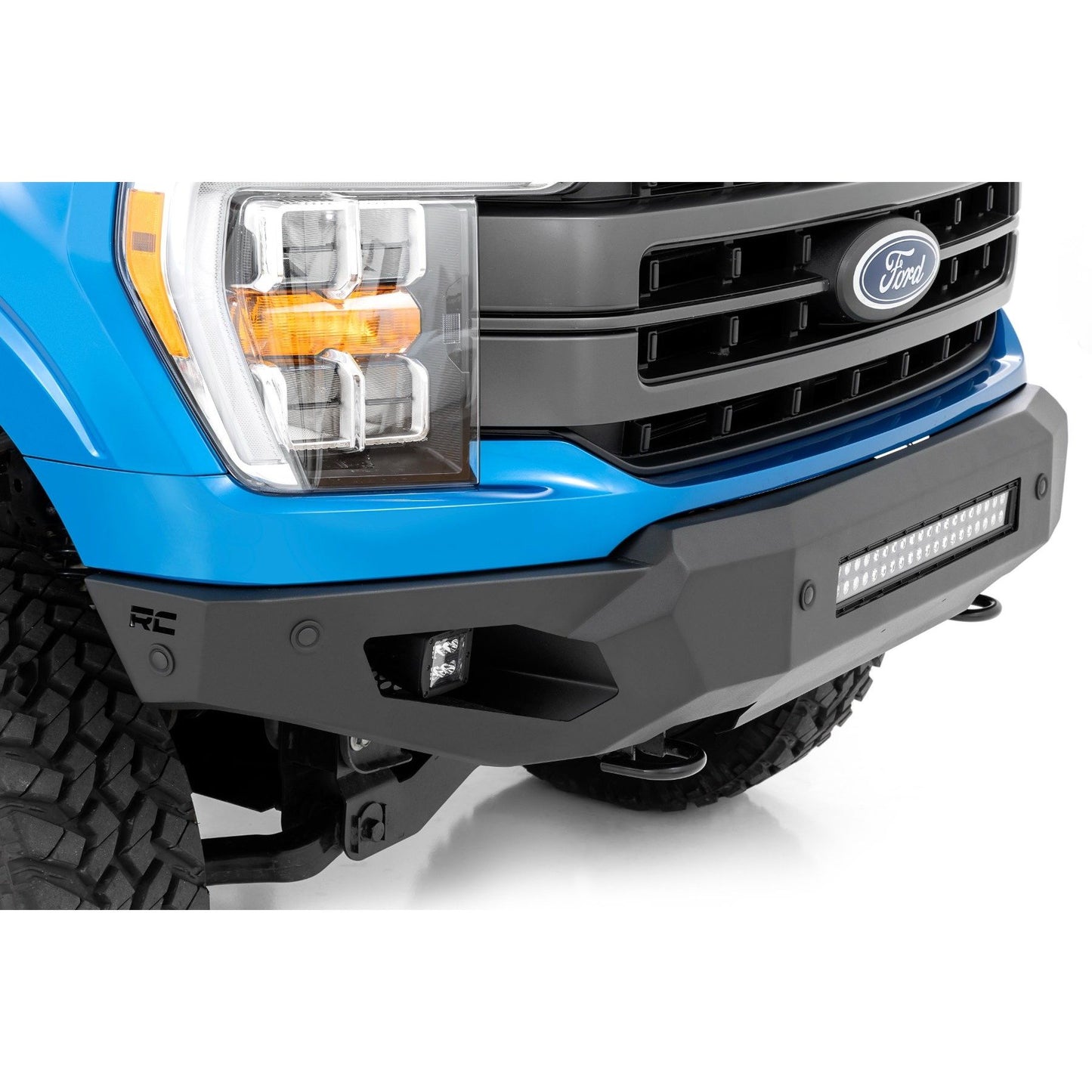 ROUGH COUNTRY High Clearance Front Bumper | LED Lights & Skid Plate | Ford F-150 (21-23) | 10809A