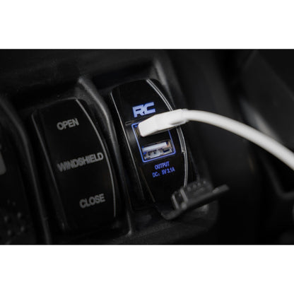 ROUGH COUNTRY USB Switch Insert | 2x1 with Logo | Blue Back Light | 709USB