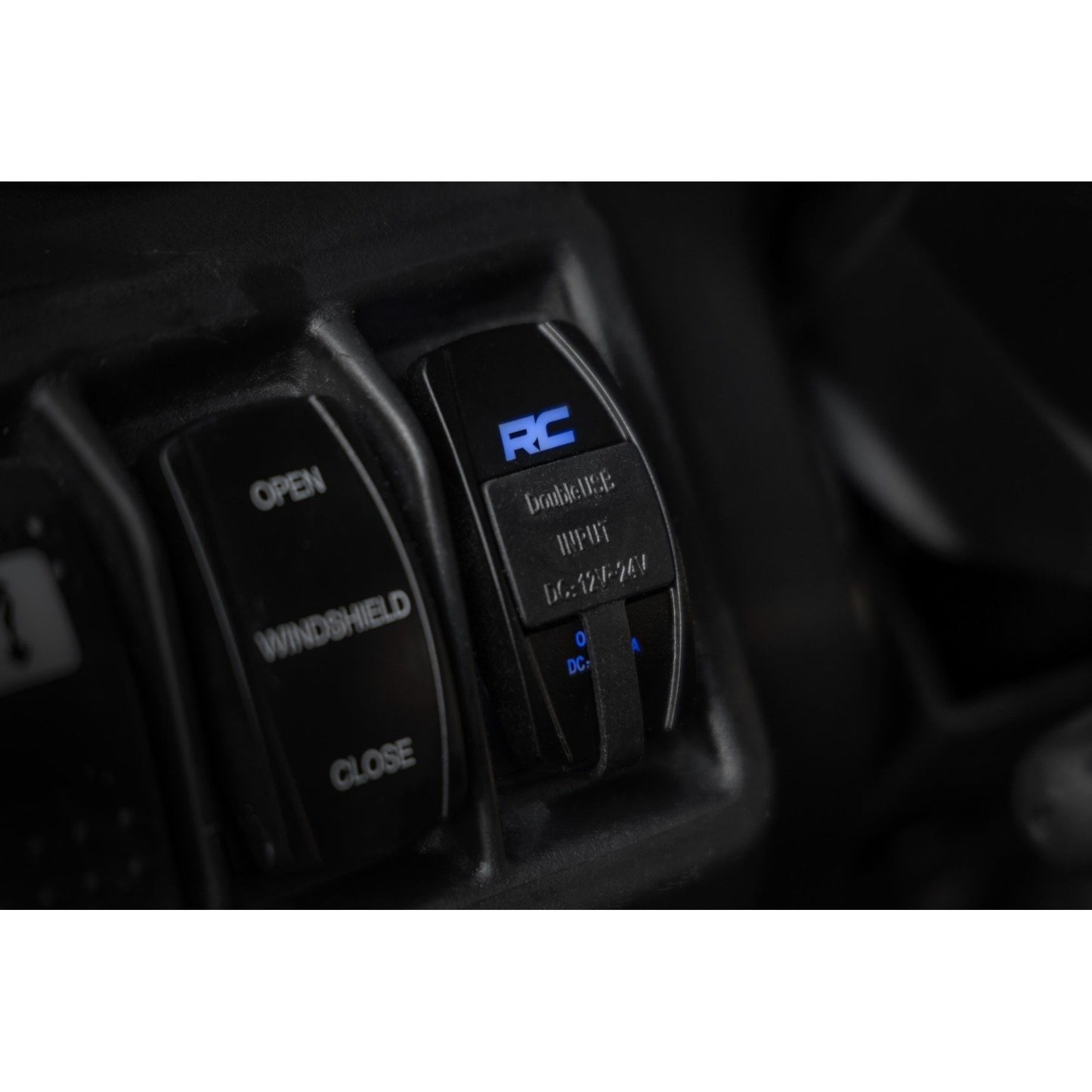 ROUGH COUNTRY USB Switch Insert | 2x1 with Logo | Blue Back Light | 709USB