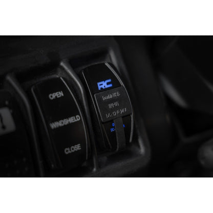 ROUGH COUNTRY USB Switch Insert | 2x1 with Logo | Blue Back Light | 709USB