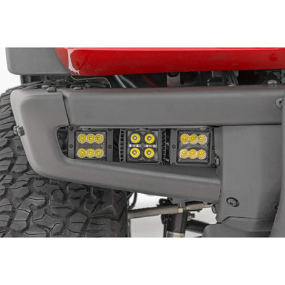 ROUGH COUNTRY LED Light Kit | Fog Mount | Triple 2" Black Pair | White DRL | Ford Bronco (21-25) | 51087