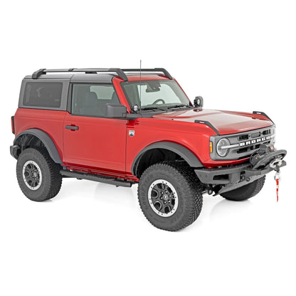 ROUGH COUNTRY Oval Nerf Steps | 2-Door | Black | Ford Bronco (2 Door) 4WD (2021-2025) | 21012
