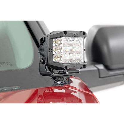 ROUGH COUNTRY LED Light Kit | Ditch Mount | 2" Black Pair | Amber DRL | Toyota Tundra (22-25) | 71074