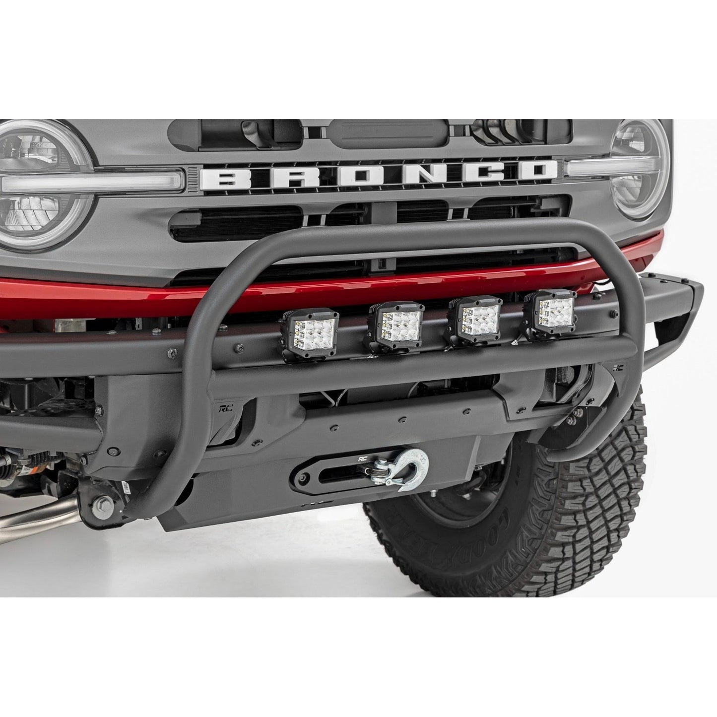 ROUGH COUNTRY Nudge Bar | 20 Inch BLK DRL Single Row LED | OE Modular Steel | Ford Bronco (21-25) | 51102