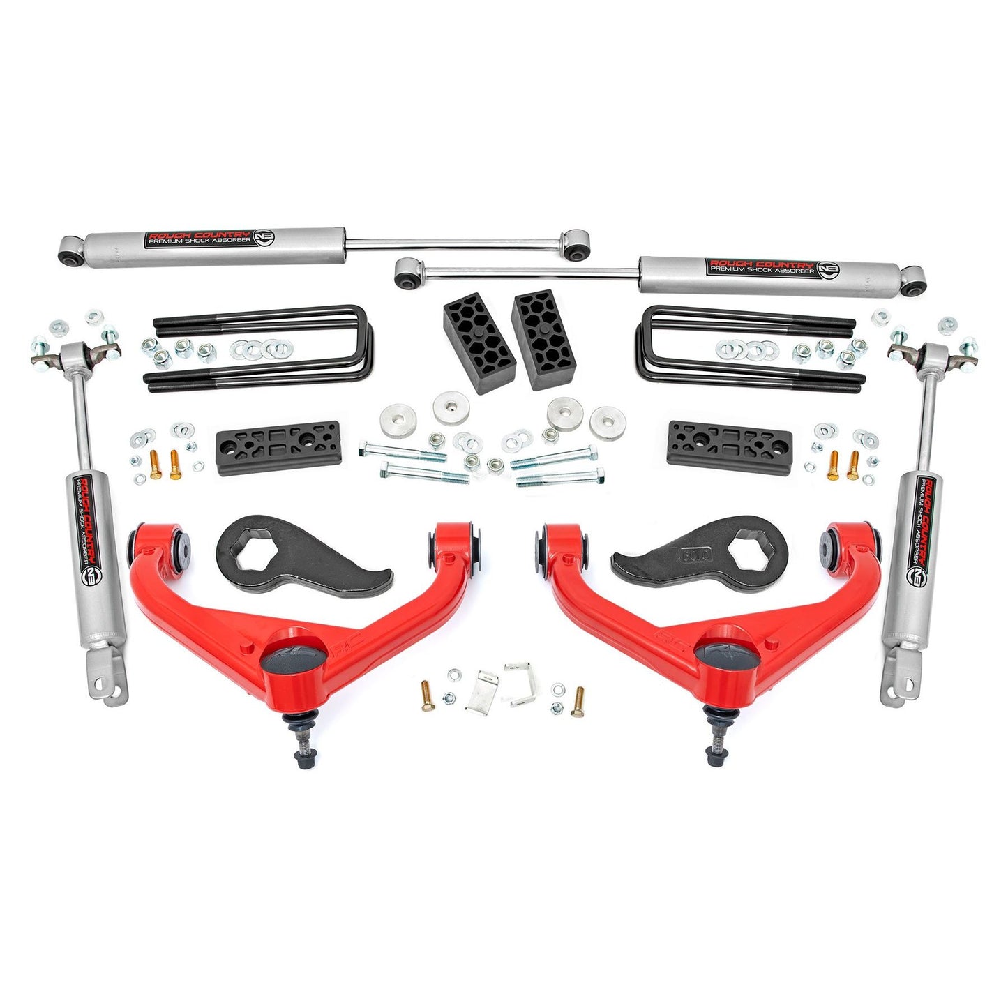ROUGH COUNTRY 3 Inch Lift Kit | Chevy/GMC Sierra 3500 HD/Silverado 3500 HD 2WD/4WD (20-25) | 95630RED
