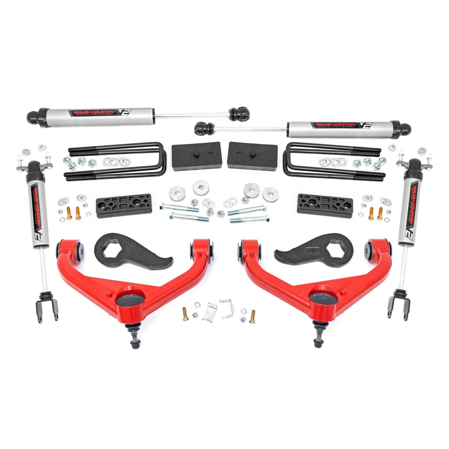 ROUGH COUNTRY 3 Inch Lift Kit | UCAs | V2 | w/ Overloads | Chevy/GMC 2500HD/3500HD (20-25) | 97770RED