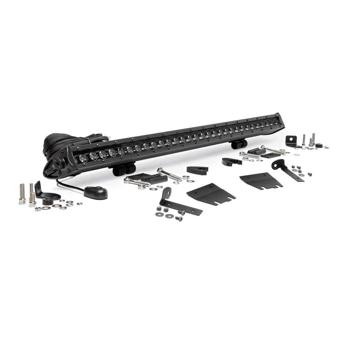 ROUGH COUNTRY LED Light Kit | Hood Mount | 30" Black Single Row | Jeep Gladiator JT/Wrangler JL (18-25) | 70054