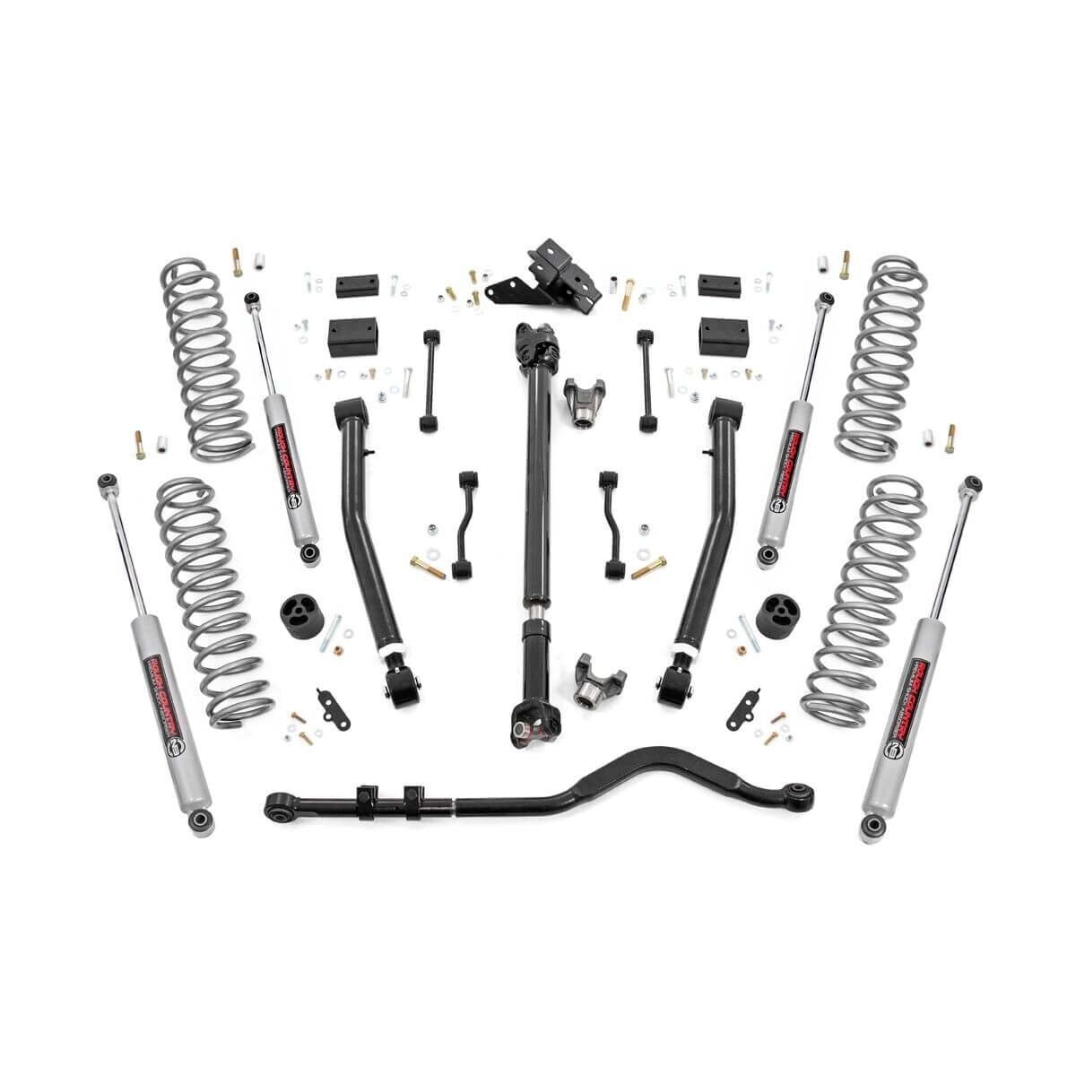ROUGH COUNTRY 3.5 Inch Lift Kit | Adj Lower | FR D/S | Jeep Wrangler Unlimited Rubicon (18-23) | 69131
