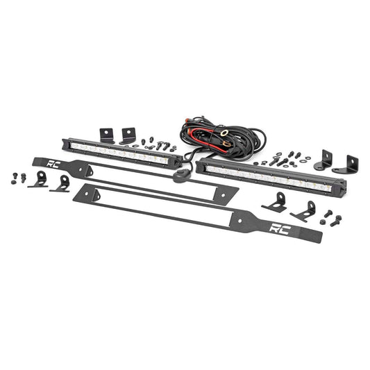 ROUGH COUNTRY LED Light Kit | Grille Mount | 10" Chrome Slimline Pair | Chevy Silverado 1500 (19-22) | 70818