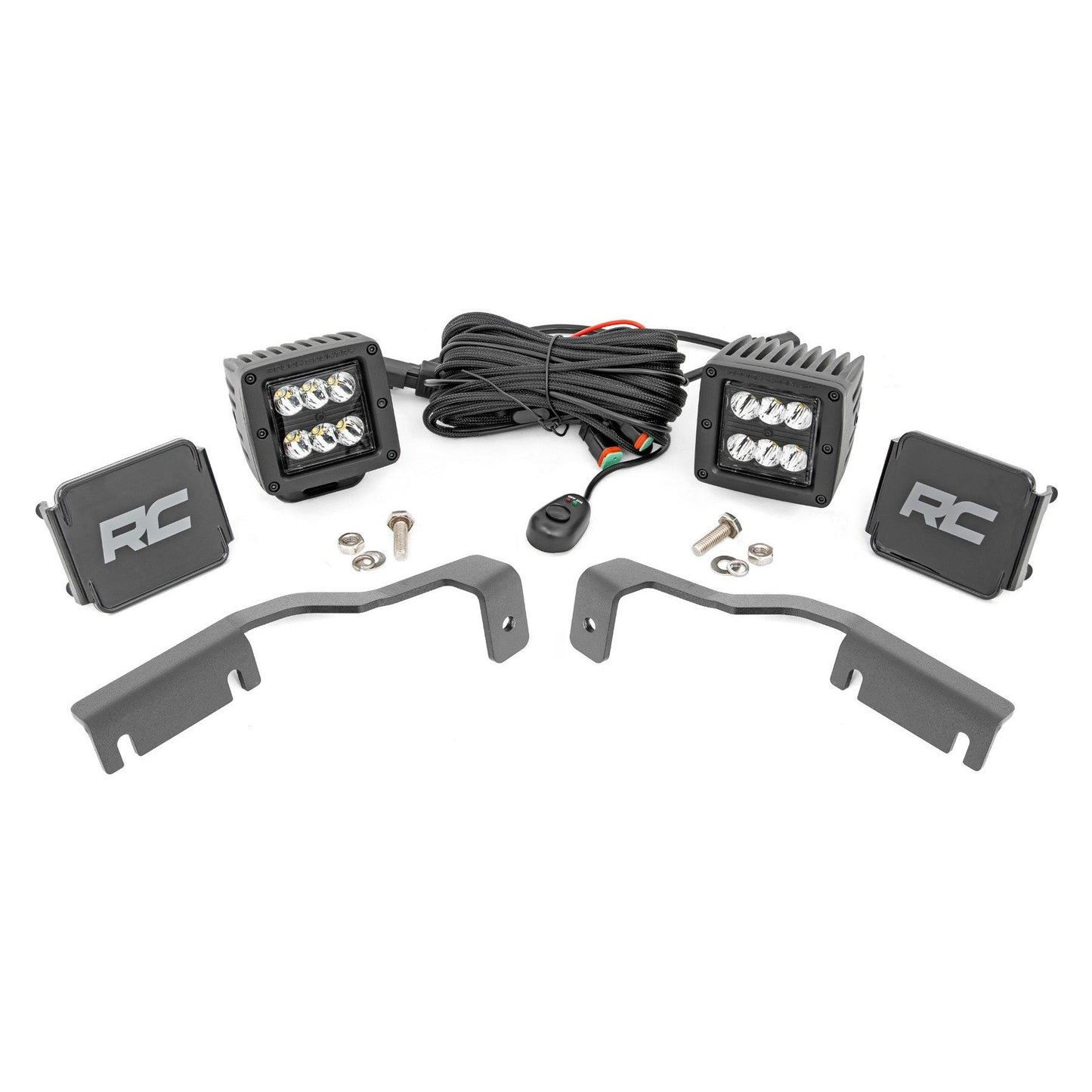 ROUGH COUNTRY LED Light Kit | Ditch Mount | 2" Black Pair | Spot | Nissan Frontier (22-25) | 71064