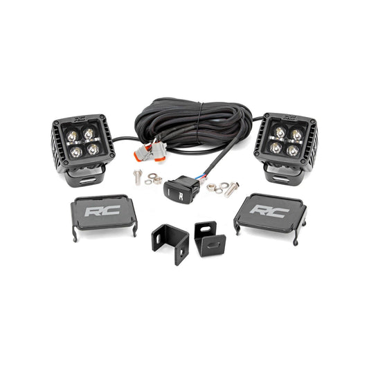ROUGH COUNTRY LED Light Kit | Ditch Mount | 2" Black Pair | White DRL | Toyota Tundra (22-25) | 71073