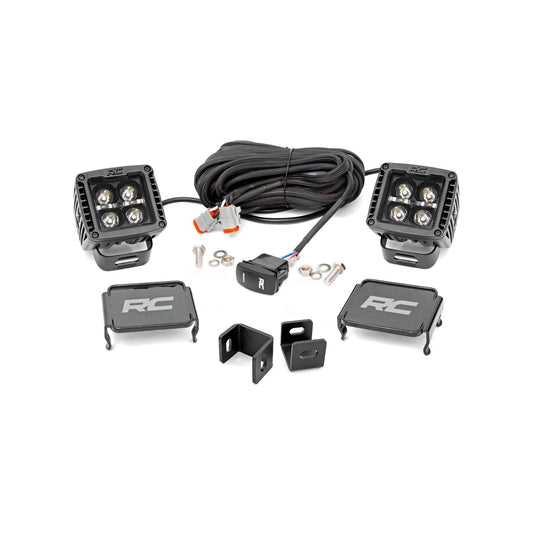 ROUGH COUNTRY LED Light Kit | Ditch Mount | 2" Black Pair | Amber DRL | Toyota Tundra (22-25) | 71074