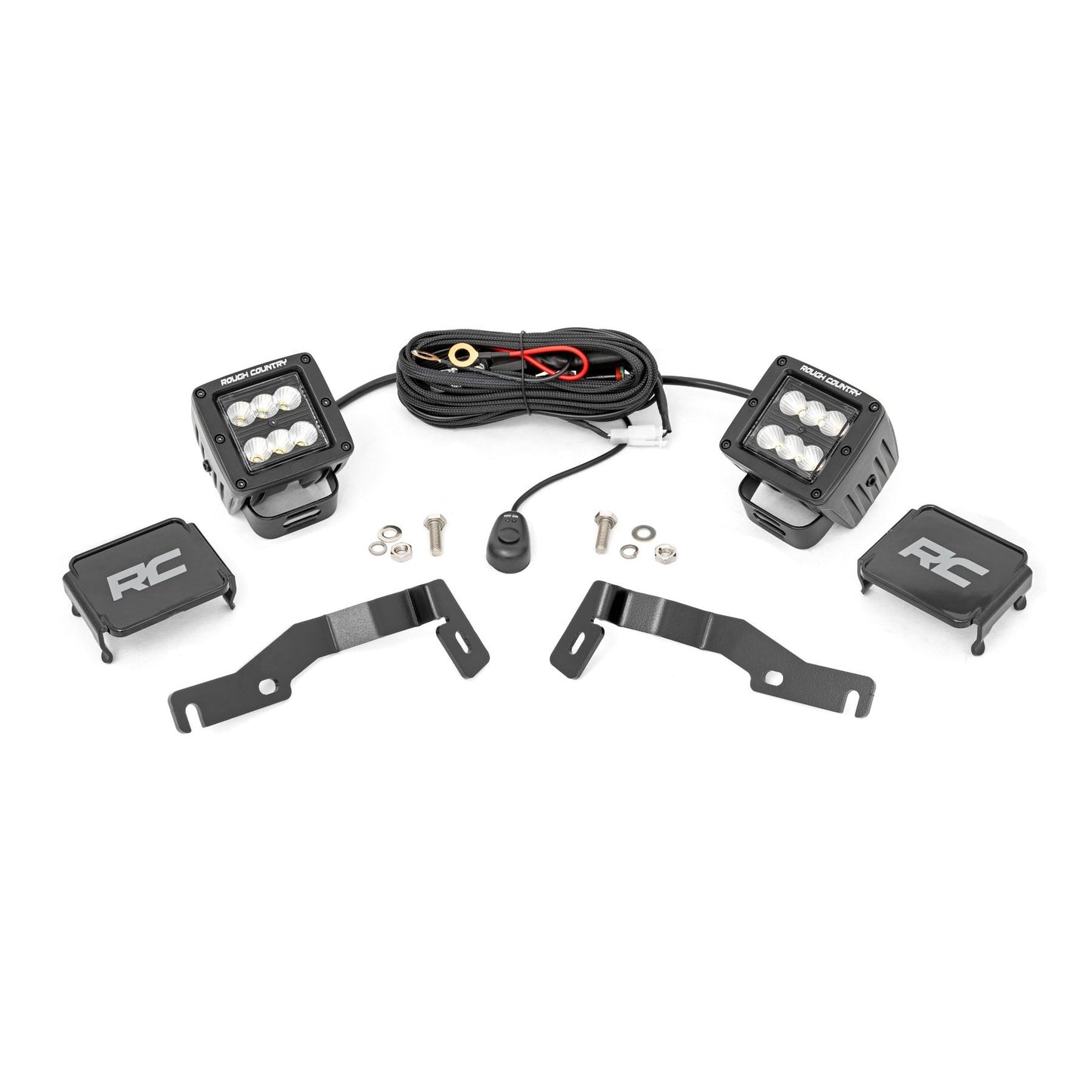 ROUGH COUNTRY LED Light Kit | Ditch Mount | 2" Black Pair | Flood | Toyota Tacoma (24-25) | 72102