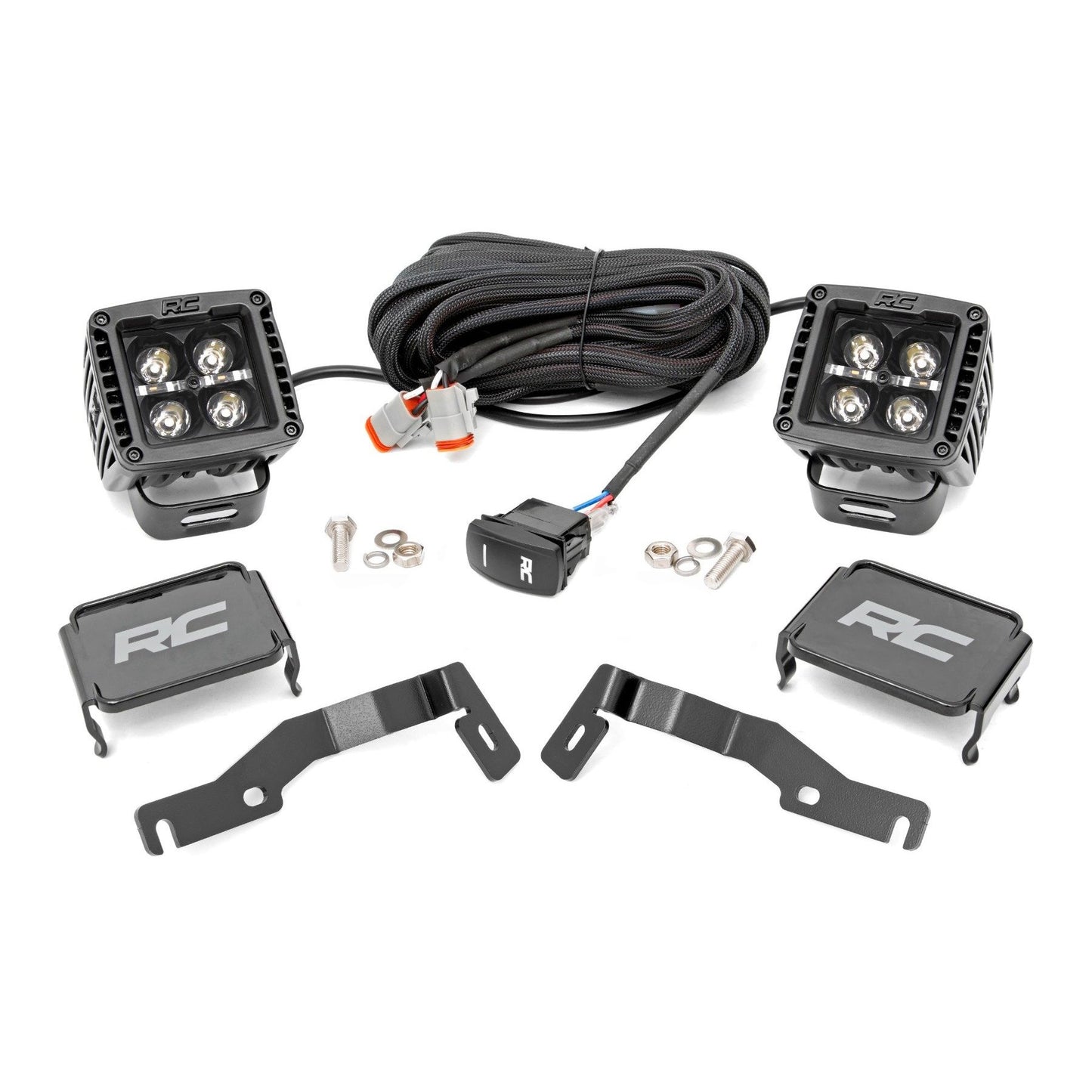ROUGH COUNTRY LED Light Kit | Ditch Mount | 2" Black Pair | Amber DRL | Toyota Tacoma (24-25) | 72104