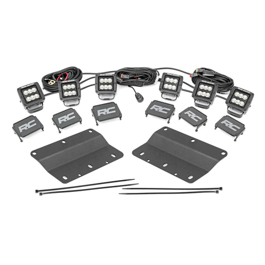 ROUGH COUNTRY LED Light Kit | Fog Mount | Triple 2" Black Pair | Flood | Ford Bronco (21-25) | 51086