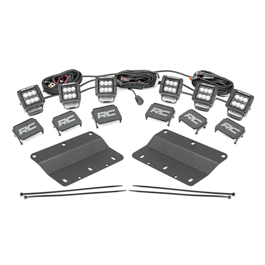 ROUGH COUNTRY LED Light Kit | Fog Mount | Triple 2" Black Pair | Spot/Flood | Ford Bronco (21-25) | 51140