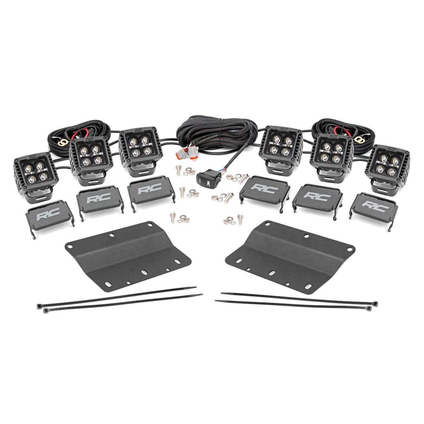 ROUGH COUNTRY LED Light Kit | Fog Mount | Triple 2" Black Pair | White DRL | Ford Bronco (21-25) | 51087