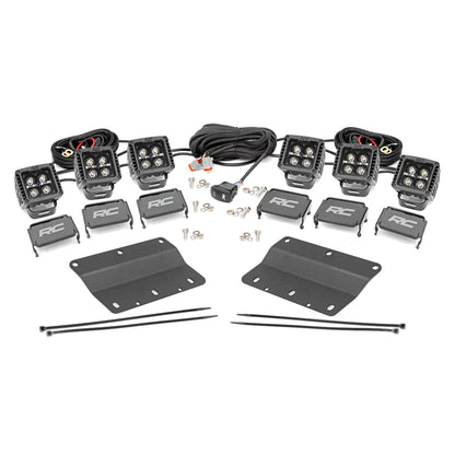 ROUGH COUNTRY LED Light Kit | Fog Mount | Triple 2" Black Pair | White DRL | Ford Bronco (21-25) | 51087