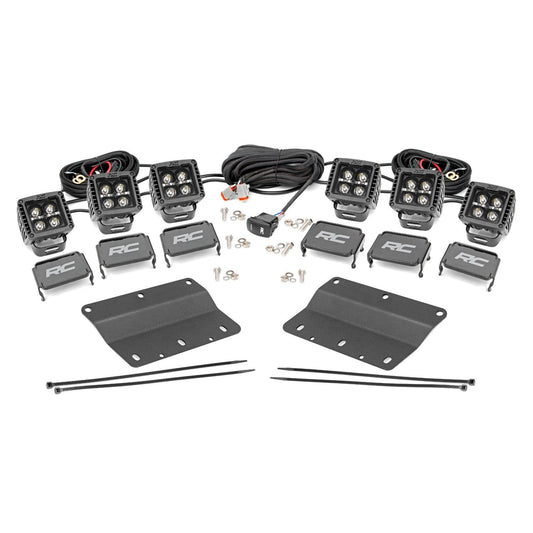 ROUGH COUNTRY LED Light Kit | Fog Mount | Triple 2" Black Pair | Amber DRL | Ford Bronco (21-25) | 51088