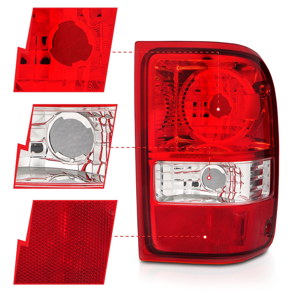 ANZO USA ZUKT_211182 Anzo ZUKT_211182 Tail Light Assembly Red/Clear Lens OE
