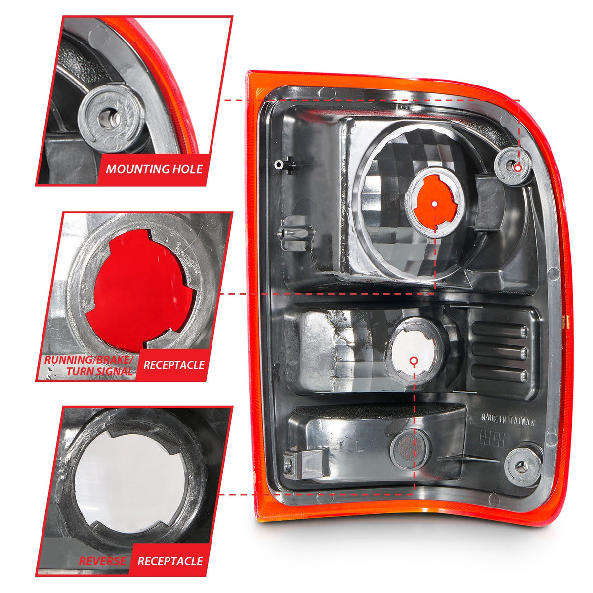 ANZO USA ZUKT_211182 Anzo ZUKT_211182 Tail Light Assembly Red/Clear Lens OE