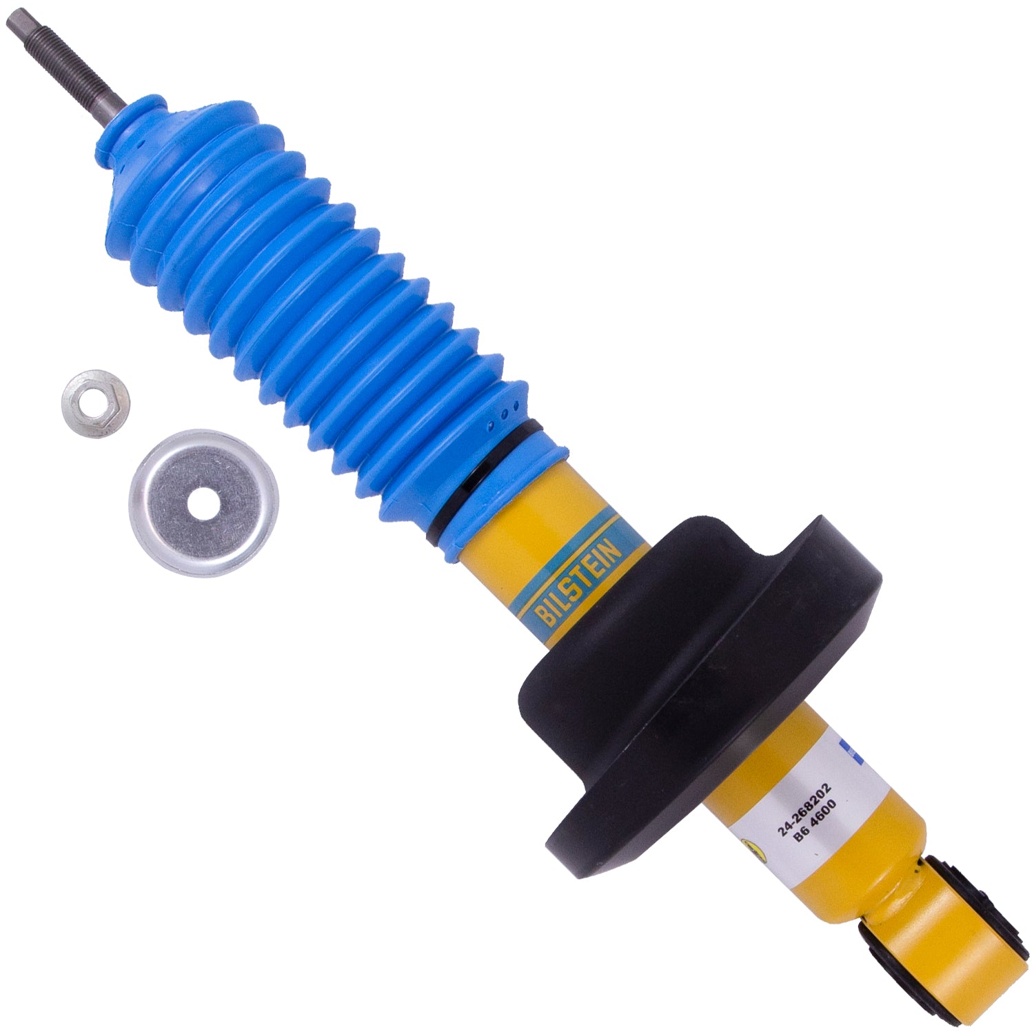 BILSTEIN | Suspension Shock Absorber Front Monotube Nissan TITAN 2017-2024 B6 4600 | 24-268202, featuring a blue rubber boot and yellow body.
