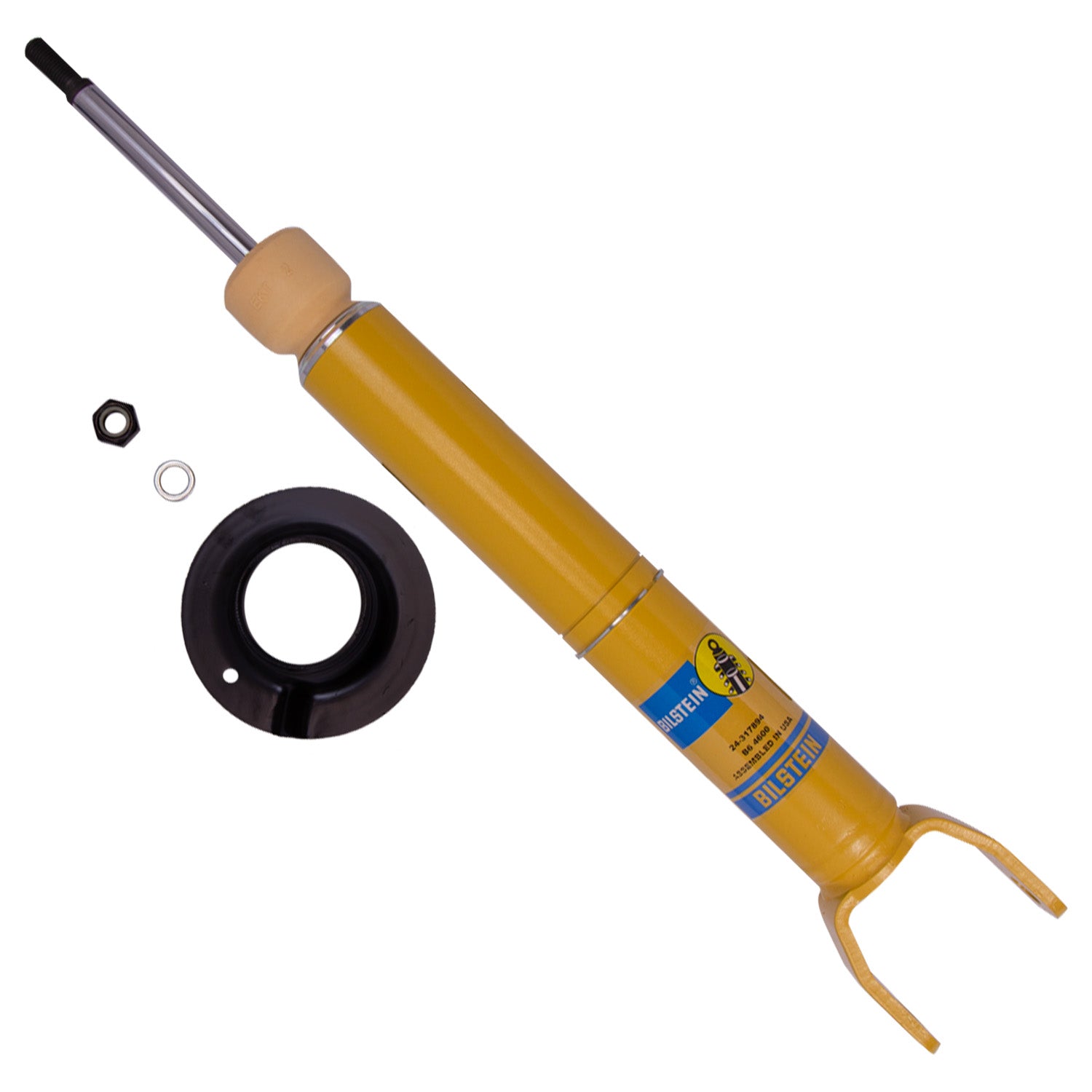 BILSTEIN | Suspension Shock Absorber Front Monotube Clevis/Stem 09-24 Dodge Ram 1500 B6 4600 | 24-317894 in yellow with components.