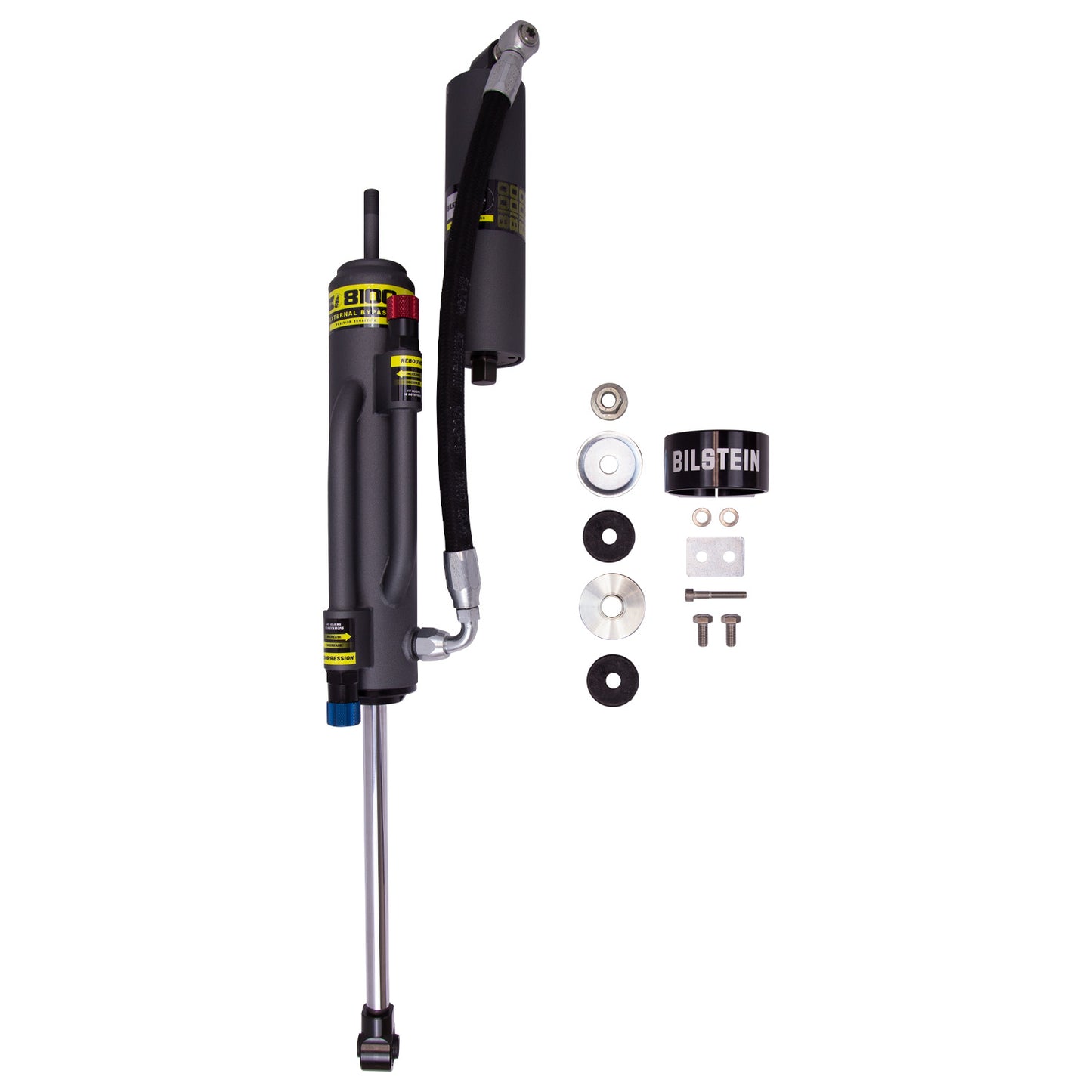 BILSTEIN | Suspension Shock Absorber Rear Left Monotube Toyota Tacoma 2005-2023 B8 8100 (Bypass) | 25-320442 with accessories.