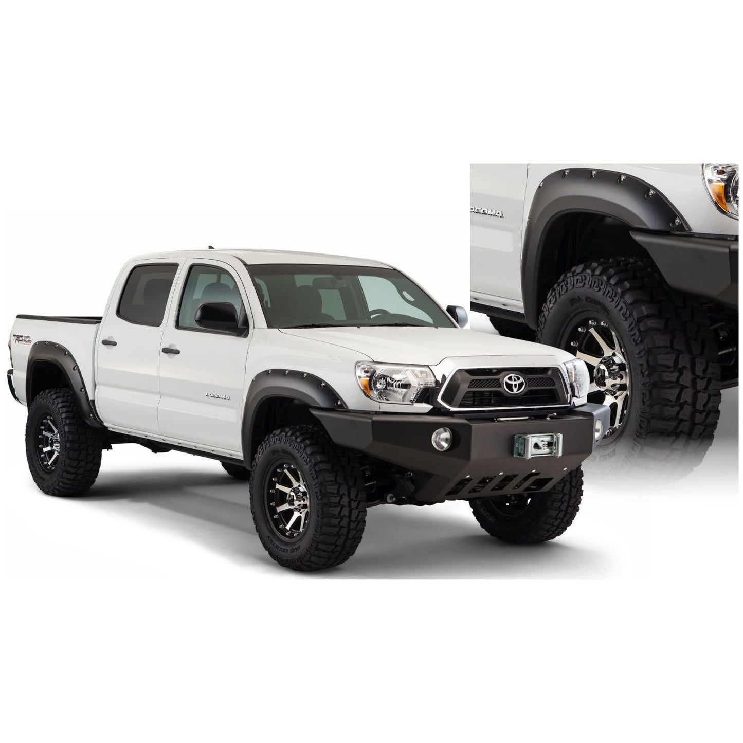 Husky Liners | Pocket Style Fender Flare 4 PC Set For 2012-2015 Tacoma 73.5 Bed Length Husky Liners | 2803928 installed on white Tacoma.