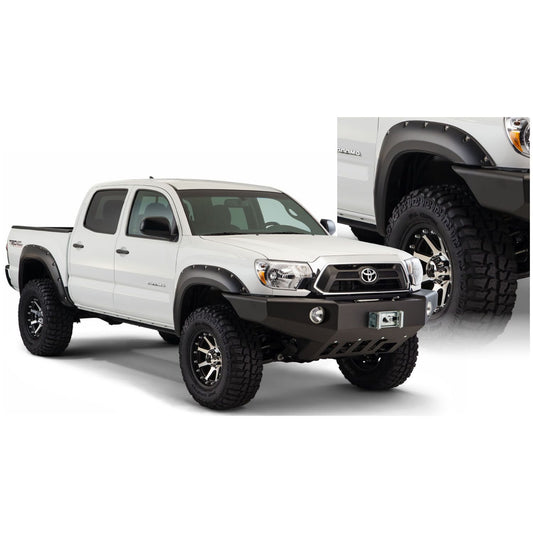 Husky Liners | Pocket Style Fender Flare 4 PC Set For 2012-2015 Tacoma 73.5 Bed Length Husky Liners | 2803928 installed on white Tacoma.