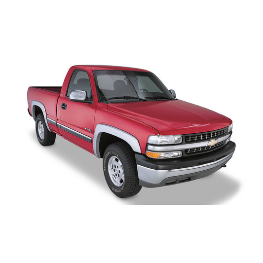 Husky Liners | OE Style Fender Flares Black Smooth Finish 4-Piece Set For 1999-2007 Silverado 1500/1500 HD/2500/2500 HD/3500, Sierra 1500/1500 Classic/2500 HD/2500 HD Classic/3500/3500 Classic Husky Liners | 2804907 on red truck