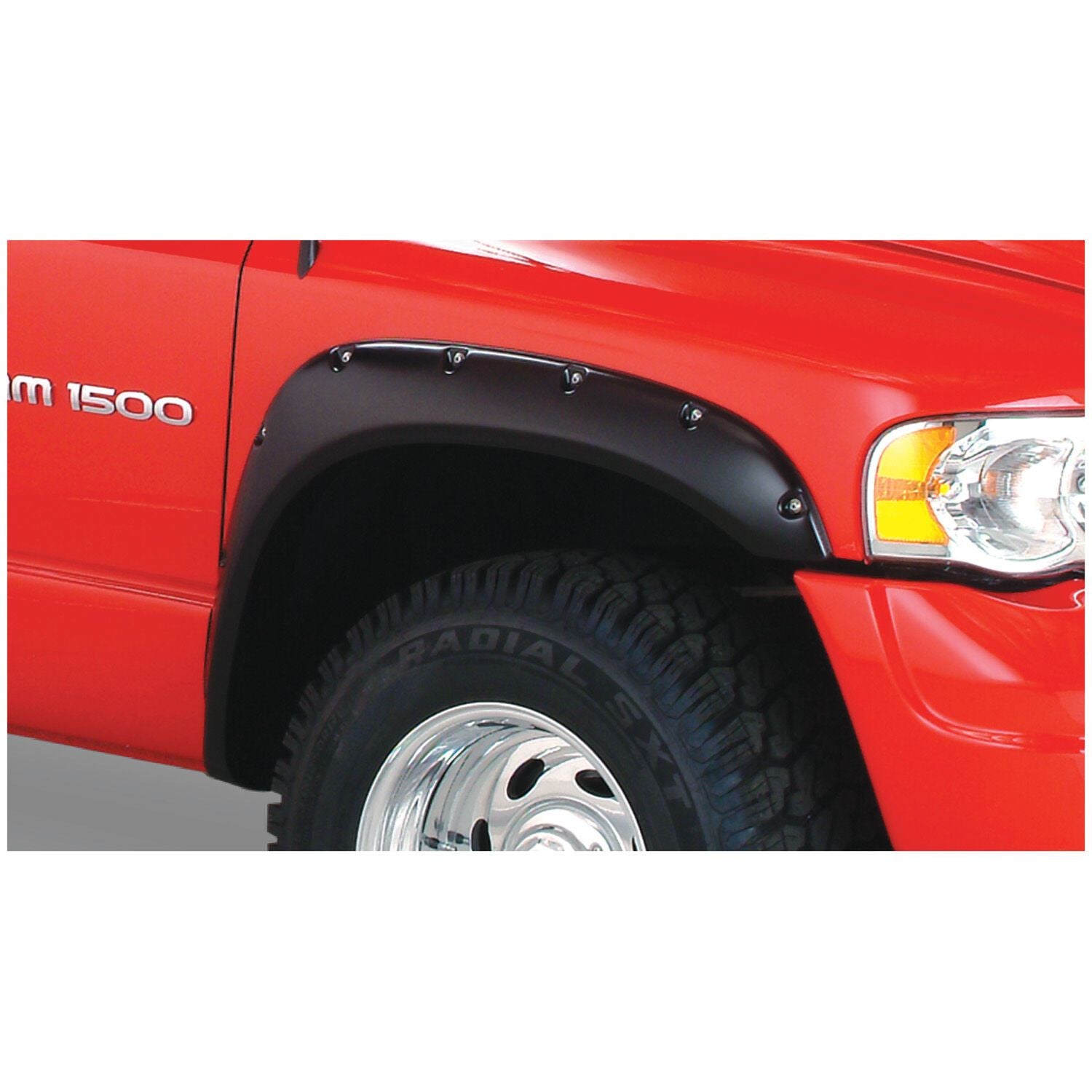 Husky Liners | Pocket Style Fender Flare 4 PC Set For 2006-2009 Ram 1500/2500/3500 Husky Liners | 2805911 on a red truck