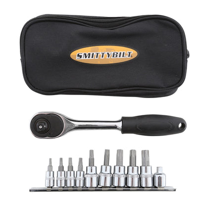 SMITTYBILT | 9 Peace Torx Set T15-T50 3/8 Ratchet 9 Chrome Vanaduim Bits Smittybilt |2830