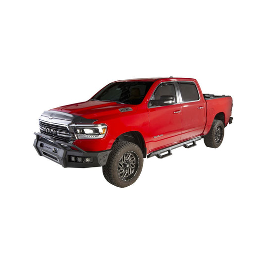 Husky Liners | Aeroskin II Hood Protector Matte Black Low Profile For 2019-2026 1500 Husky Liners | 2830163 on a red truck.