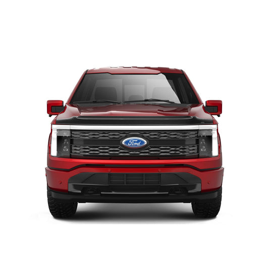 Husky Liners | Aeroskin II Hood Protector Matte Black Low Profile For 2023-2026 F-150 Lightning Husky Liners | 2830223 on red Ford truck.