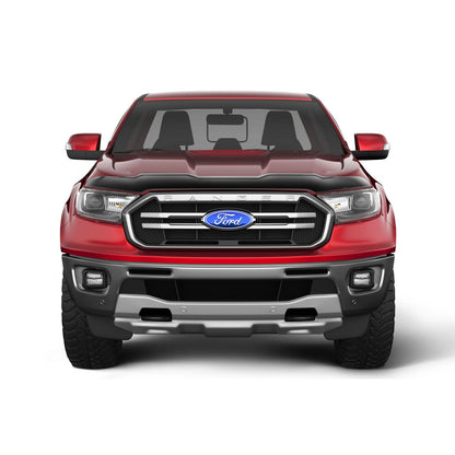 Husky Liners | Aeroskin Hood Protector Smoke For 2019-2023 Ranger Husky Liners | 2842166 on a red Ford Ranger.