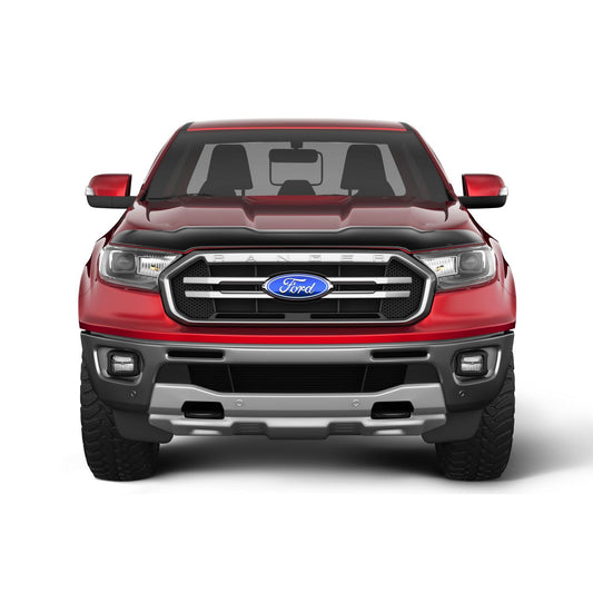 Husky Liners | Aeroskin Hood Protector Smoke For 2019-2023 Ranger Husky Liners | 2842166 on a red Ford Ranger.