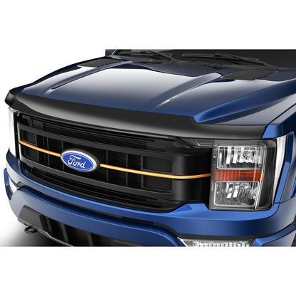 Husky Liners | Aeroskin Hood Protector Smoke For 2021-2024 F-150 Husky Liners | 2842229 installed on a blue Ford F-150
