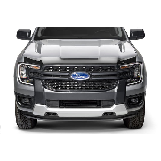 Husky Liners | Aeroskin Hood Protector Smoke For 2024-2025 Ranger Husky Liners | 2842266 on a front view gray truck.