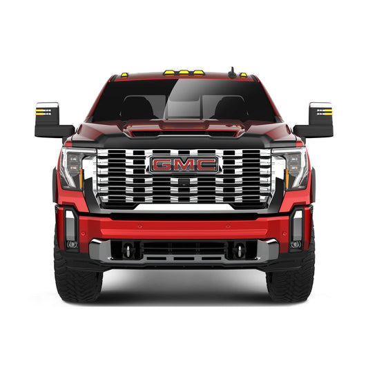 Husky Liners | Aeroskin Hood Protector Smoke For 2024-2026 Sierra 2500 HD/3500 HD Husky Liners | 2842285 mounted on red GMC truck
