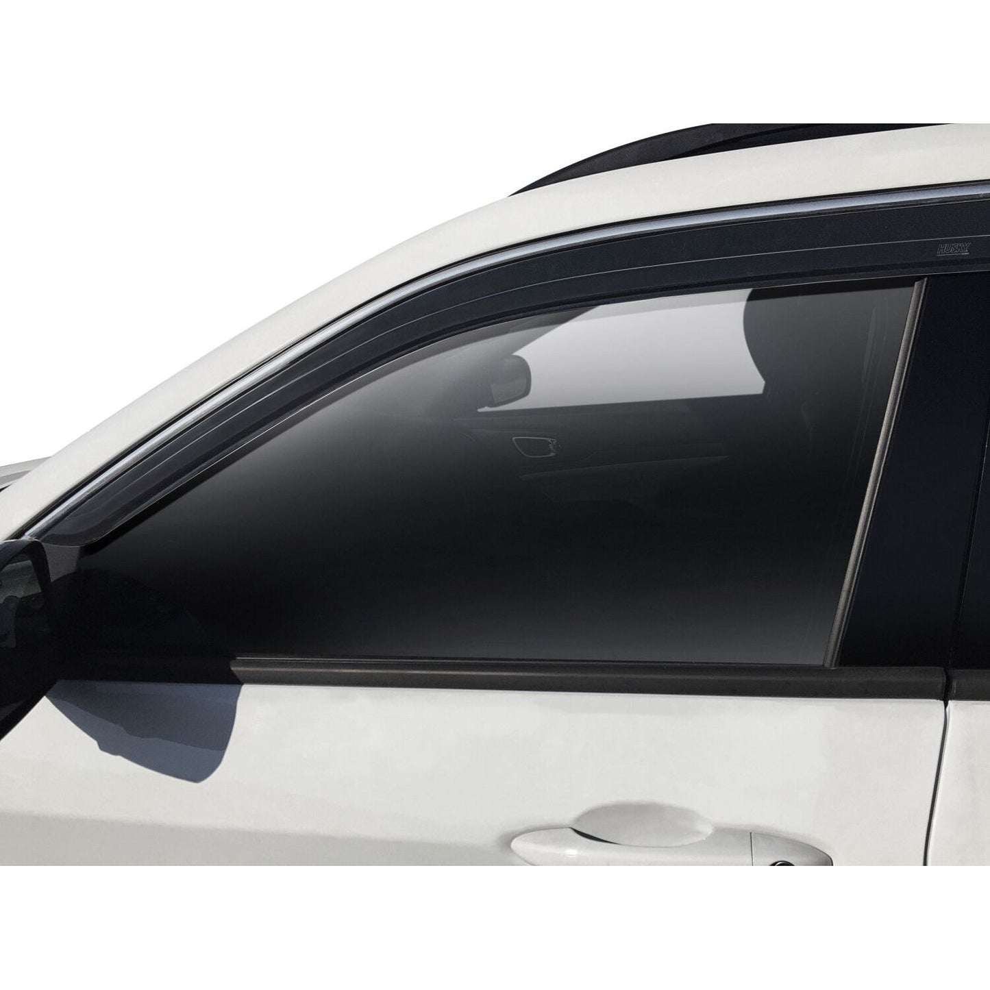 Husky Liners | Low Profile Ventvisor Deflector Smoke Outside Mount 2 Piece For 1999-2007 Silverado 1500/1500 Classic/2500/2500 HD/2500 HD Classic/3500/3500 Classic Husky Liners | 2852011 installed on vehicle window