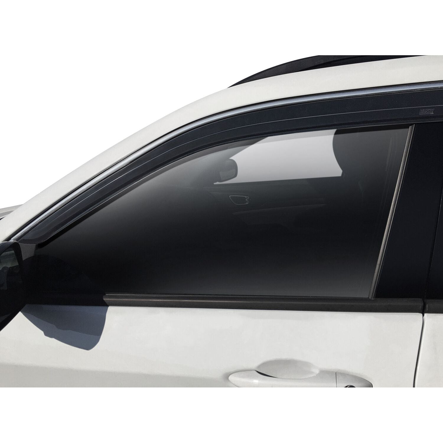 Husky Liners | Low Profile Ventvisor Deflector Smoke Outside Mount 2 Piece For 1999-2007 Silverado 1500/1500 Classic/2500/2500 HD/2500 HD Classic/3500/3500 Classic Husky Liners | 2852011 installed on vehicle window
