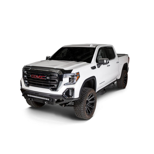 Husky Liners | Aeroskin Hood Protector Matte Black Low Profile For 2019-2026 Sierra 1500 Husky Liners | 2877167 installed on white truck