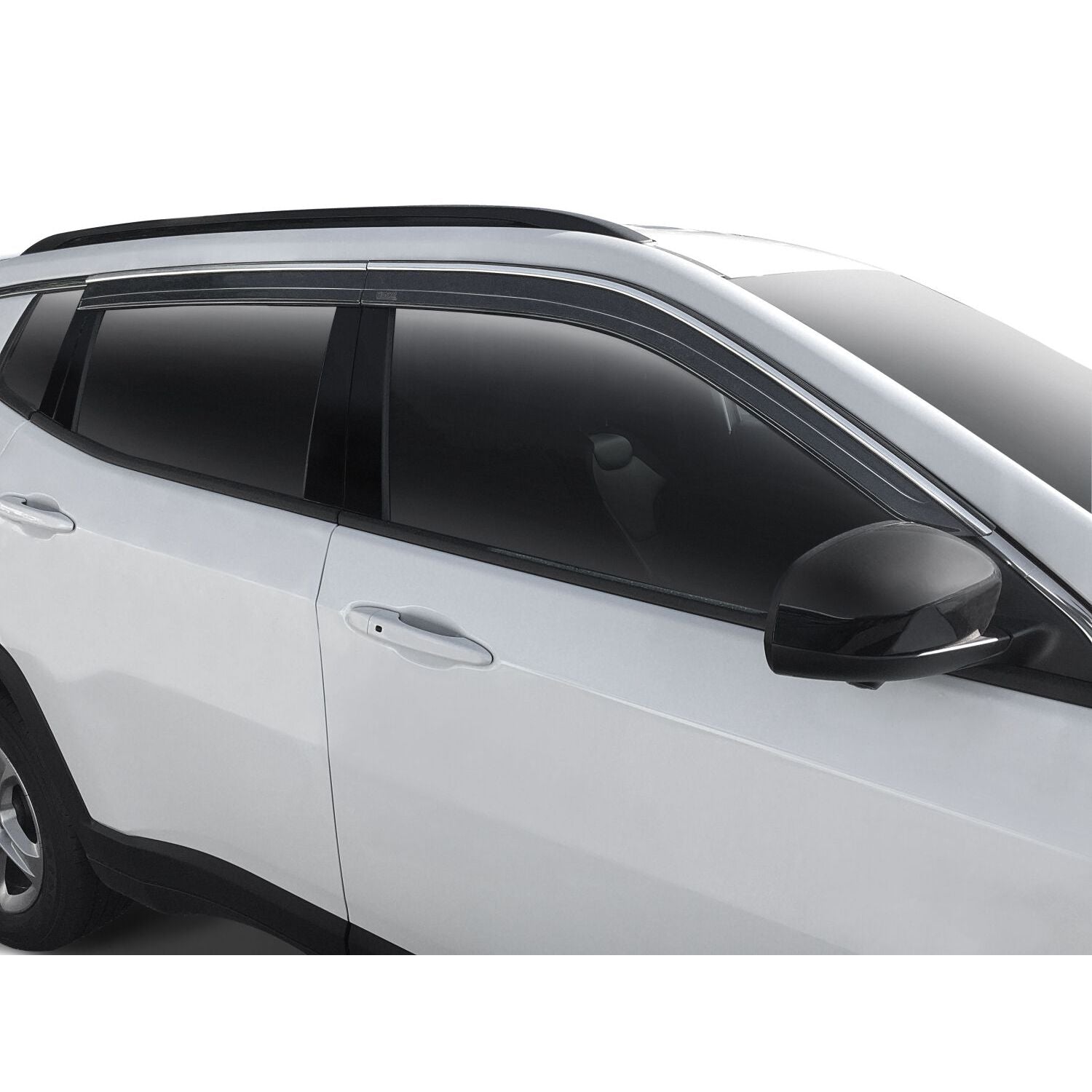 Husky Liners | Low Profile Ventvisor Deflector Smoke with Chrome Trim Outside Mount 4 Piece For 2014-2023 Jeep Cherokee Husky Liners | 2884065