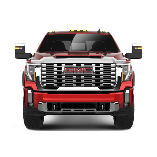 Husky Liners | Husky Aeroskin Hood Protector Chrome For 2015-2019 Silverado 2500 HD/3500 HD Husky Liners | 2892087 on red GMC truck