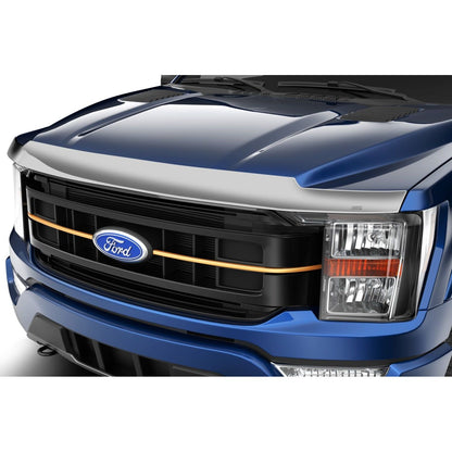 Husky Liners | Husky Aeroskin Hood Protector -Chrome For 2021-2025 F-150 Husky Liners | 2892229 installed on a blue F-150 truck.