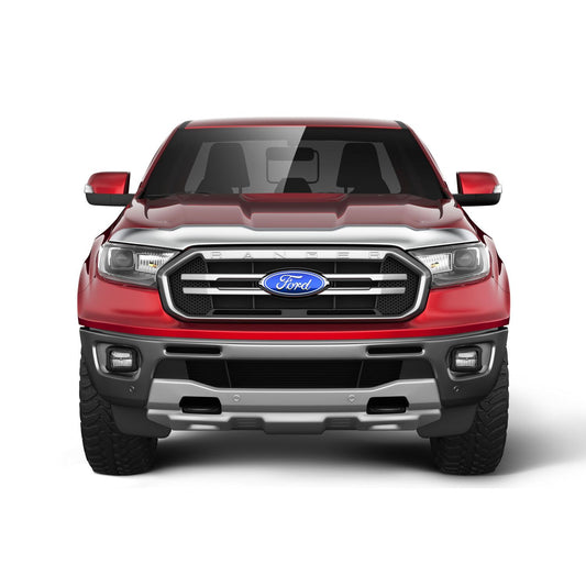 Husky Liners | Husky Aeroskin Hood Protector -Chrome For 2024-2026 Ranger Husky Liners | 2892266 on a red Ford Ranger