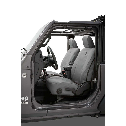 BESTOP | Jeep Gladiator Seat Covers For Jeep 2020-2023 Gladiator 4 Door Front Premium Vinyl Fabric Charcoal Bestop | 29290-09 installed in Jeep