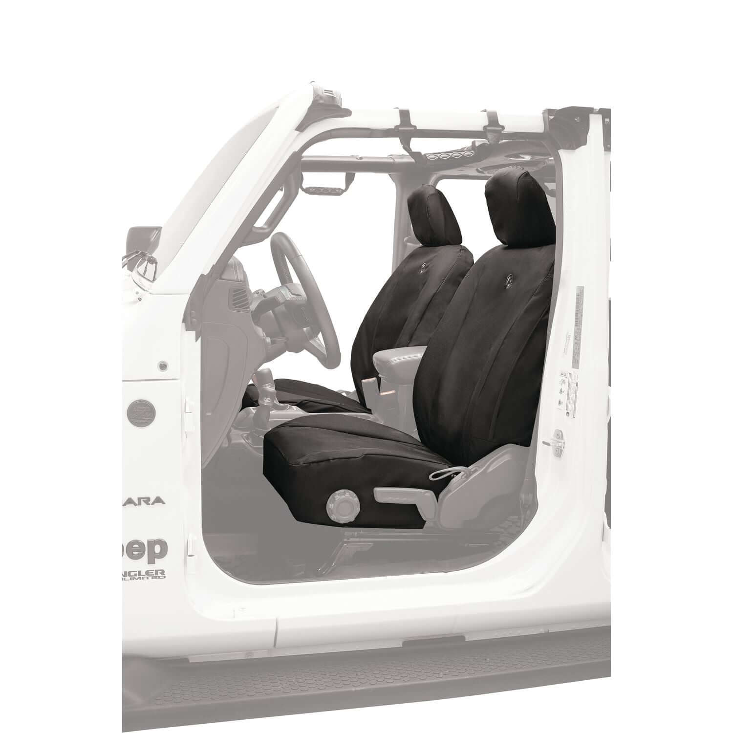 BESTOP | Jeep Gladiator Seat Covers For Jeep 2020-2023 Gladiator 4 Door Front Premium Vinyl Fabric Black Diamond Bestop | 29290-35 installed in Jeep.