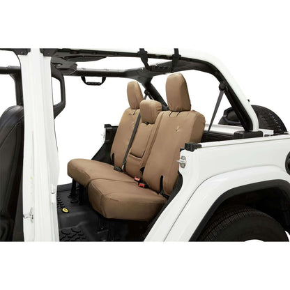 BESTOP | Jeep Wrangler Seat Covers For Jeep 2018-2023 Wrangler JL 4 Door Rear with Fold Down Arm RestPremium Vinyl Fabric Tan Bestop | 29291-04